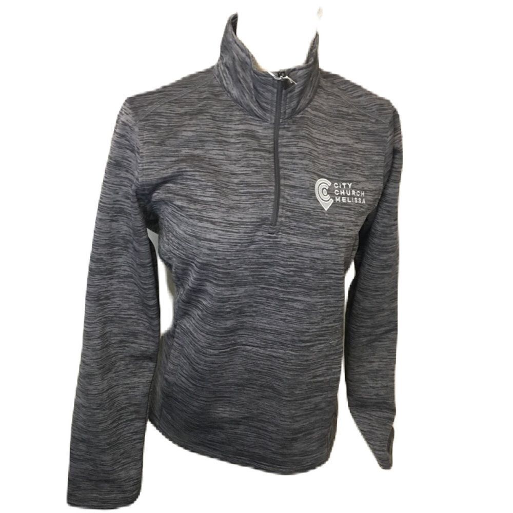 Devon & James Ladies Quarter Zip Dark Grey Pullover Solid Sweatshirt Medium